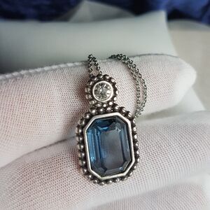Brighton Le Ritz Navy Blue Swarovski Elements Emerald-cut Pendant Necklace NEW